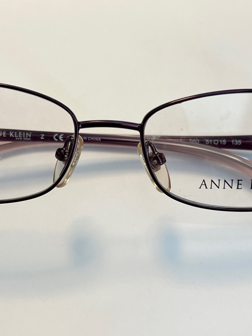 Anne Klein Purple and Pink Oval Metal Eyeglasses